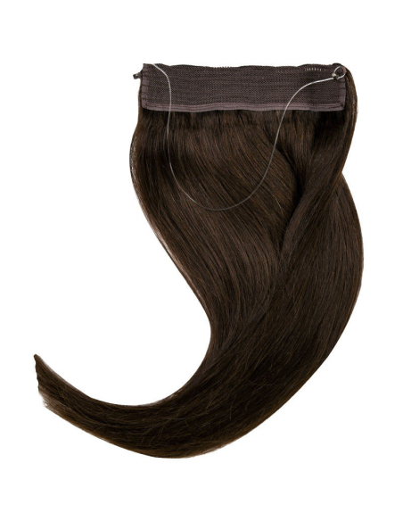 Extensiones de hilo invisible - flip in pelo liso REMY 50 cm - castaño oscuro