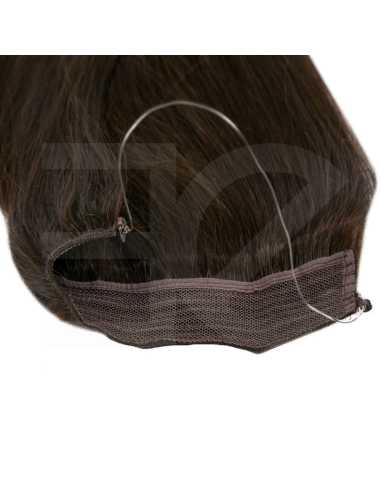 Extensiones de hilo invisible - flip in pelo liso REMY 50 cm - castaño oscuro