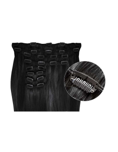 Extensiones de clip de pelo sintético extra volumen  50 cm - negro