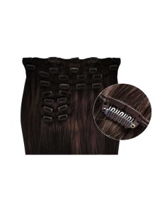 Extensiones de clip de pelo sintético extra volumen  50 cm - castaño oscuro