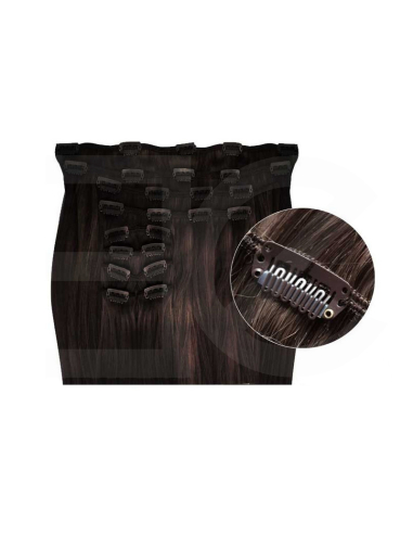 Extensiones de clip de pelo sintético extra volumen  50 cm - castaño oscuro