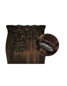 Extensiones de clip de pelo sintético extra volumen  50 cm - castaño