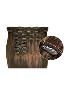 Extensiones de clip de pelo sintético extra volumen  50 cm - castaño claro