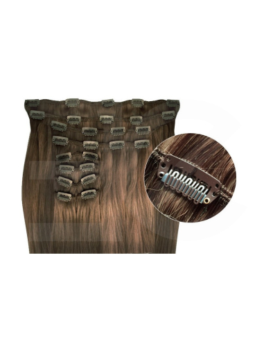 Extensiones de clip de pelo sintético extra volumen  50 cm - castaño claro