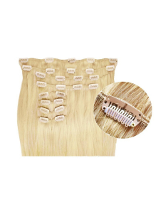 Extensiones de clip de pelo sintético extra volumen 50 cm - rubio claro