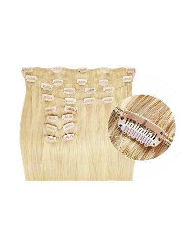 Extensiones de clip de pelo sintético extra volumen 50 cm - rubio claro