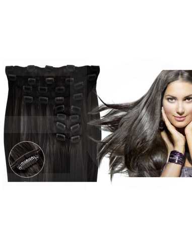 Extensiones de clip de pelo liso natural LUXE Maxi Volumen 180 g 53 cm - moreno natural