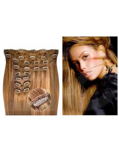 Extensiones de clip de pelo liso natural Maxi Volumen 180 g 63 cm  - rubio dorado