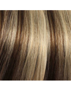Extensiones de clip de pelo liso 53 cm - chocolate con mechas rubias