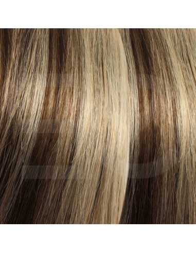 Extensiones de queratina de pelo liso 50 cm - chocolate con mechas rubias