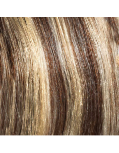 Extensiones de pelo liso doble cara 50 cm - castaño con reflejos rubios 2