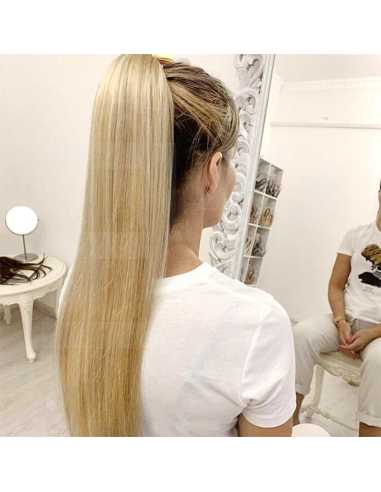 Extensiones de coleta de pelo natural 50 cm - rubio claro
