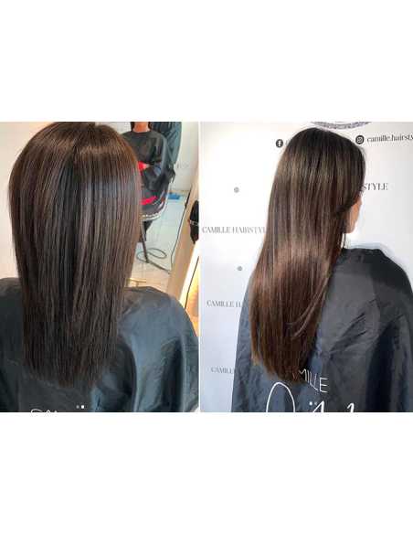 Extensiones de cortina de pelo natural liso 50 cm - chocolate