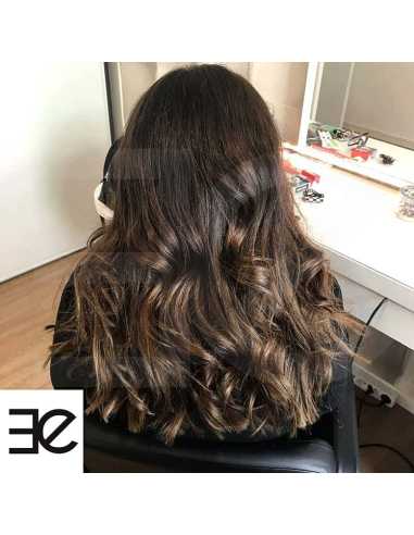 Extensiones de micro ring de pelo liso 63 cm - chocolate
