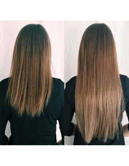 Extensiones de queratina de pelo liso 50 cm - castaño claro