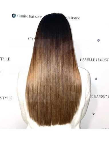 Extensiones de micro loop de pelo liso 48 cm 0,85 g - castaño claro