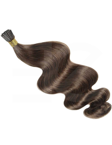 Extensiones de micro ring de pelo ondulado 50 cm - castaño avellana
