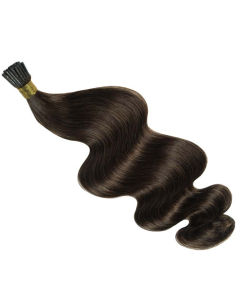 Extensiones de micro ring de pelo ondulado 50 cm - castaño oscuro