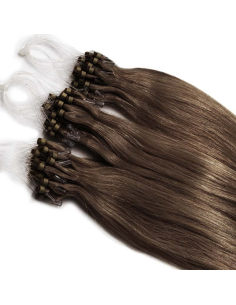 Extensiones de micro loop de pelo liso 48 cm - castaño avellana