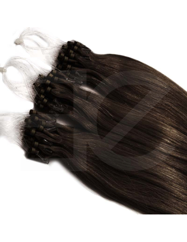 Extensiones de micro loop de pelo liso 48 cm - castaño oscuro