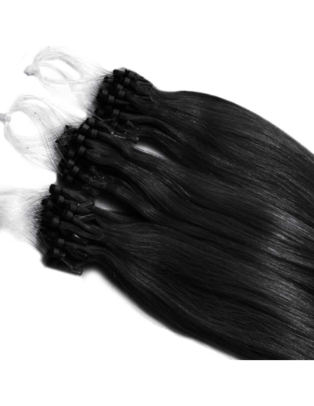 Extensiones de micro loop de pelo liso 61 cm - negro