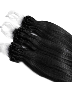 Extensiones de micro loop de pelo liso 48 cm 0,85 g - negro