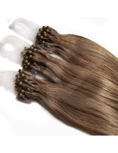 Extensiones de micro loop de pelo liso 48 cm 0,85 g - castaño claro