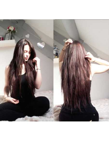 Extensiones de queratina de pelo liso 63 cm 1 g - chocolate