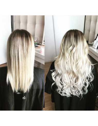 Extensiones de micro ring de pelo liso 50 cm - rubio platino