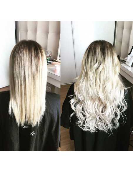 Extensiones de queratina de pelo liso 63 cm 1 g - rubio platino