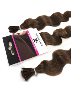 Extensiones de micro ring de pelo rizado 60 cm - castaño avellana