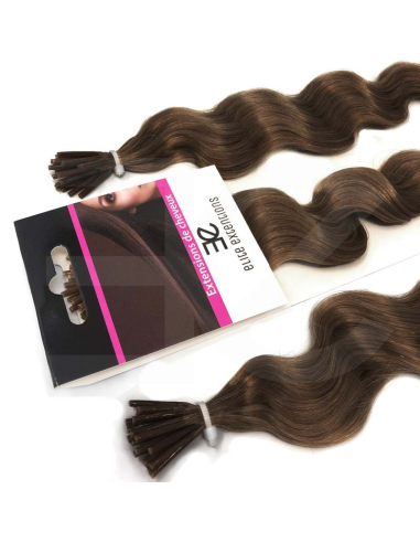 Extensiones de micro ring de pelo rizado 60 cm - castaño avellana