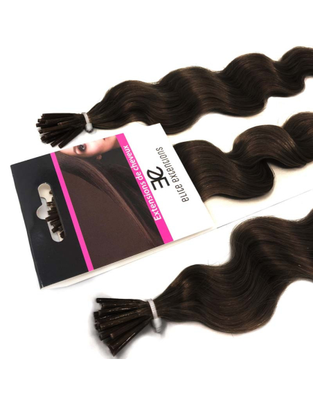 Extensiones de micro ring de pelo rizado 60 cm - marrón oscuro