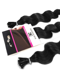 Extensiones de micro ring de pelo rizado 60 cm - negro