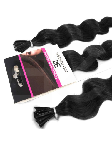 Extensiones de micro ring de pelo rizado 60 cm - negro