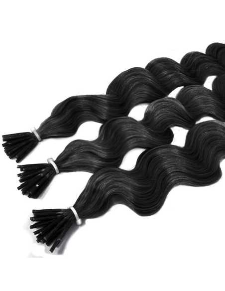 Extensiones de micro ring de pelo rizado 60 cm - negro