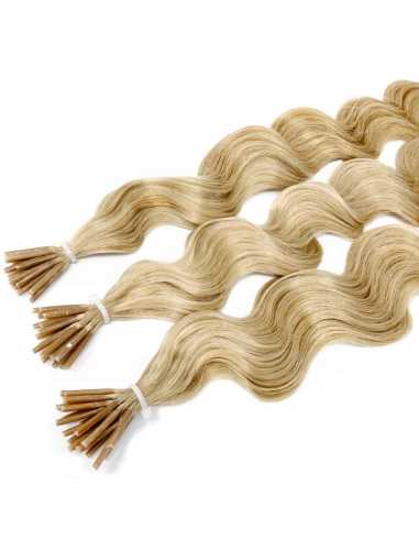 Extensiones de micro ring de pelo rizado 60 cm - rubio claro