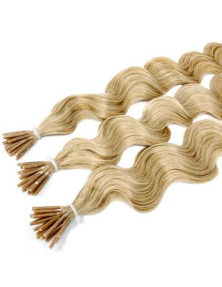 Extensiones de micro ring de pelo rizado 60 cm - rubio claro
