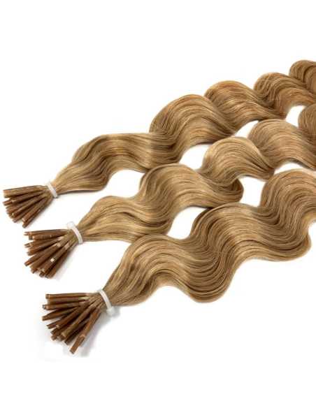 Extensiones de micro ring de pelo rizado 60 cm - rubio dorado