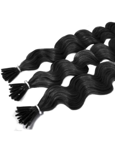 Extensiones de micro ring de pelo rizado 50 cm - negro