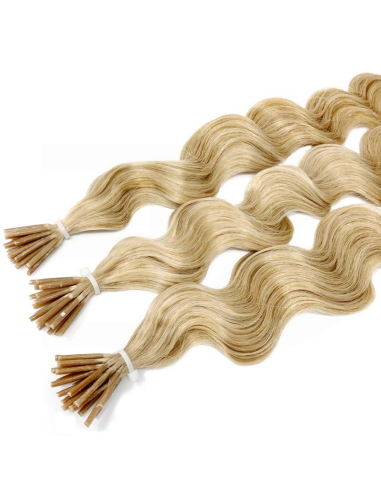 Extensiones de micro ring de pelo rizado 50 cm - rubio claro