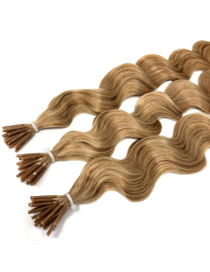 Extensiones de micro ring de pelo rizado 50 cm - rubio dorado