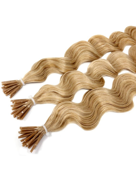 Extensiones de micro ring de pelo rizado 50 cm - rubio