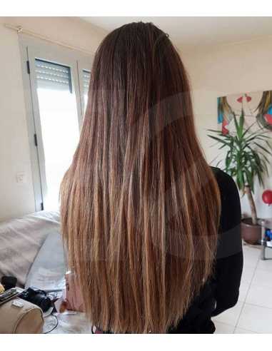 Extensiones adhesivas de pelo liso 73 cm - castaño claro