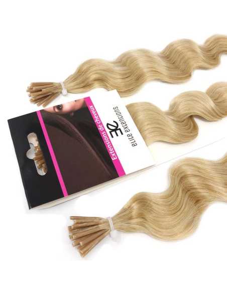 Extensiones de micro ring de pelo rizado 50 cm - rubio claro