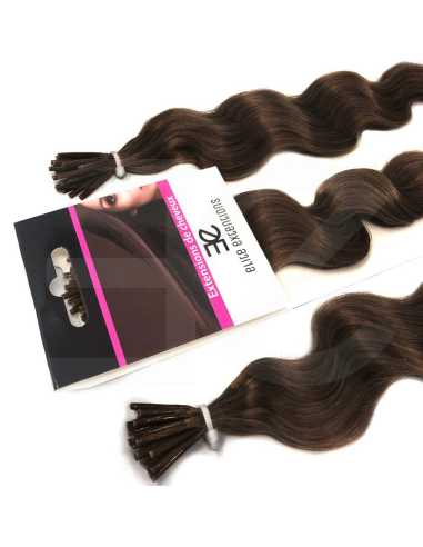 Extensiones de micro ring de pelo rizado 50 cm - chocolate