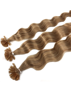 Extensiones de queratina de pelo rizado 50 cm - rubio dorado