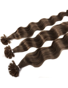 Extensiones de queratina de pelo rizado 50 cm - castaño avellana