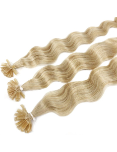 Extensiones de queratina de pelo rizado 50 cm - rubio claro