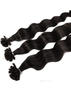 Extensiones de queratina de pelo rizado 50 cm - moreno natural